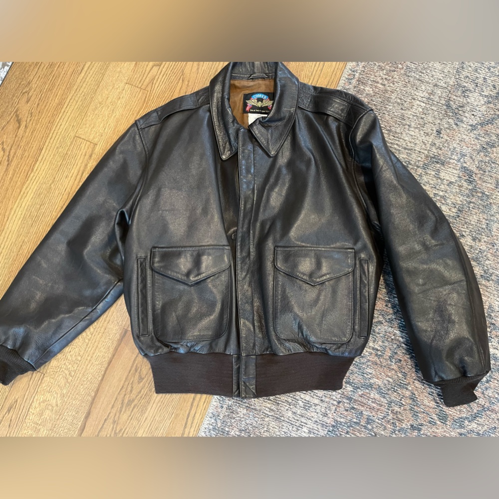 Men’s COOPER Leather Bomber Jacket XL Brown